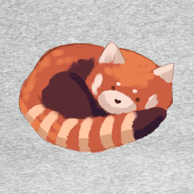 Cute red panda sleeping by Mayarart